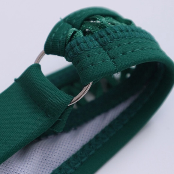 Green Lattice Plunge One Piece Swimsuit - Picture 7 of 9